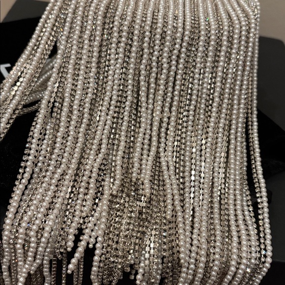 RETROFETE ESTEL SMALL EMBELLISHED Sequin PEARL FRINGE BAG Clutch - Picture 13 of 16